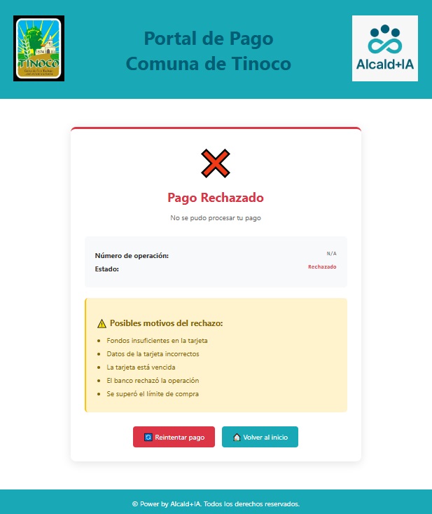 Notificación de pago fallido